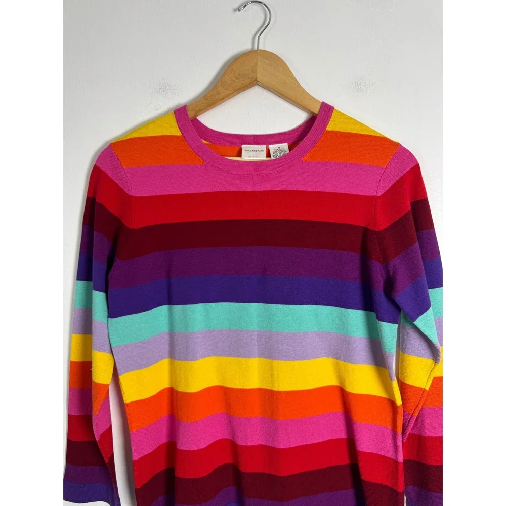 Rainbow Isaac Mizrahi for Target NWT Womens Med Silk Blend Striped Sweater Multi